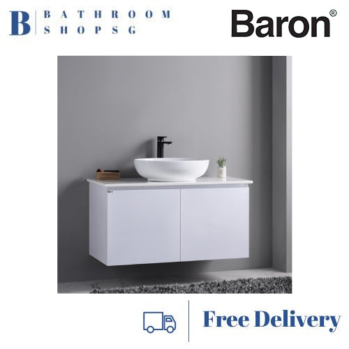 Baron A110-ST Solid Top with Top Mount Basin Two Door Stainless Steel Cabinet Set 100cm