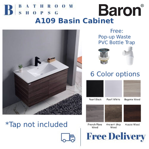 Baron A109 Built-in Ceramic Basin Two Big Door Stainless Steel Cabinet 90cm