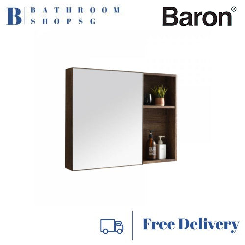 Baron MC880 Stainless Steel Mirror Cabinet with Side Open Shelf 88cm