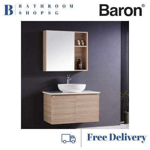 Baron MC880 Stainless Steel Mirror Cabinet with Side Open Shelf 88cm