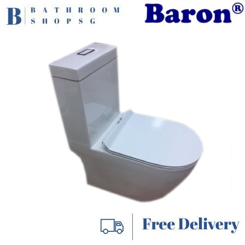 Baron W818 One Piece Wash Down Rimless Toilet Bowl with Urea Seat Cover