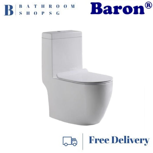 Baron W818 One Piece Wash Down Rimless Toilet Bowl with Urea Seat Cover