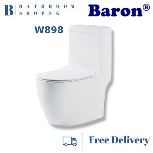 Baron Rimless Tornado Flush One Piece Toilet Bowl | Geberit Flushing System | Baron W898 WC