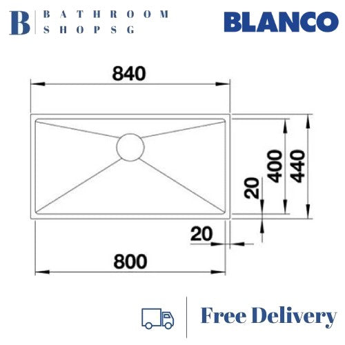 Blanco Quatrus 800-IU Single Bowl Stainless Steel Undermount Kitchen Sink