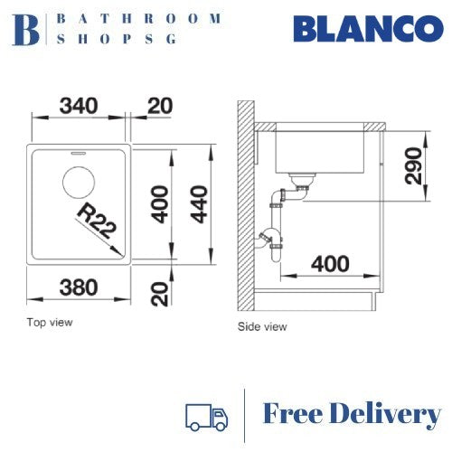 Blanco Andano 340-U Single Bowl Stainless Steel Undermount Kitchen Sink