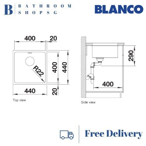 Blanco Andano 400-U Single Bowl Stainless Steel Undermount Kitchen Sink