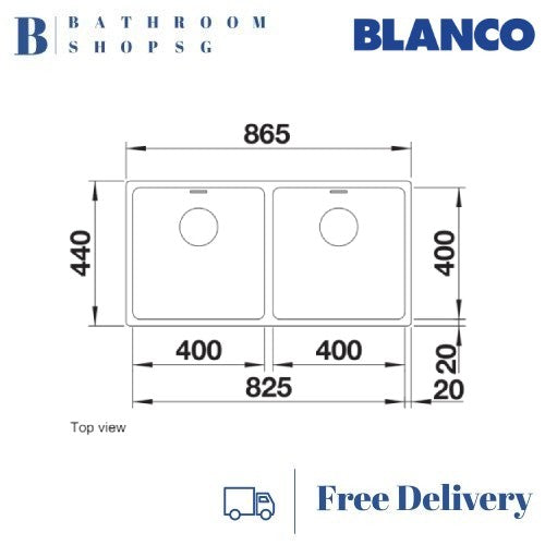 Blanco Andano 400/400-U Double Bowl Stainless Steel Undermount Kitchen Sink