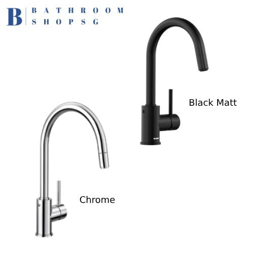 Blanco MIDA-S-XL Pull-out Single-Lever Kitchen Sink Mixer Chrome Matt Black