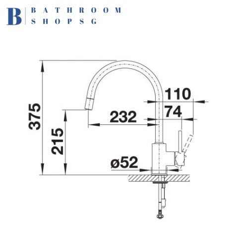 Blanco MIDA-S-XL Pull-out Single-Lever Kitchen Sink Mixer Chrome Matt Black