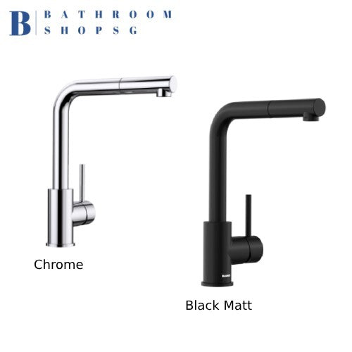 Blanco MILA-S Pull-out Single-Lever Kitchen Sink Mixer Chrome Matt Black