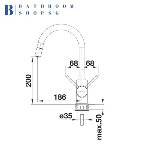 Blanco MIDA-S Pull-out Single-Lever Kitchen Sink Mixer Matt Black