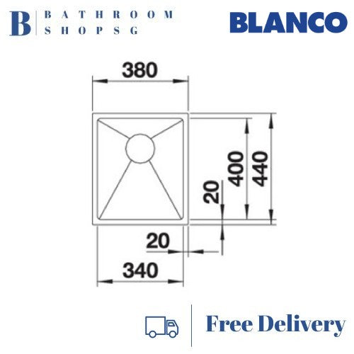 Blanco Quatrus 340-IU Single Bowl Stainless Steel Undermount Kitchen Sink