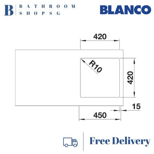 Blanco Quatrus 400-IU Single Bowl Stainless Steel Undermount Kitchen Sink