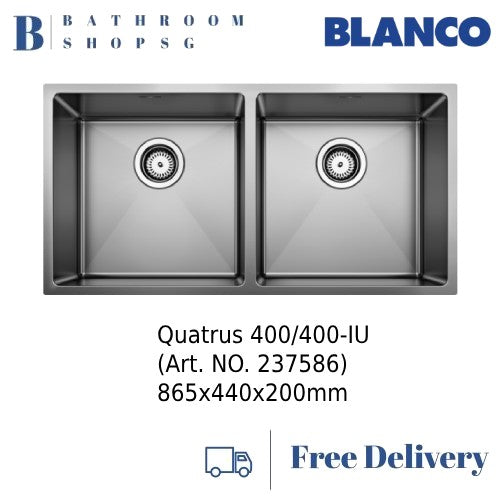Blanco Quatrus 400/400-IU Double Bowl Stainless Steel Undermount Kitchen Sink