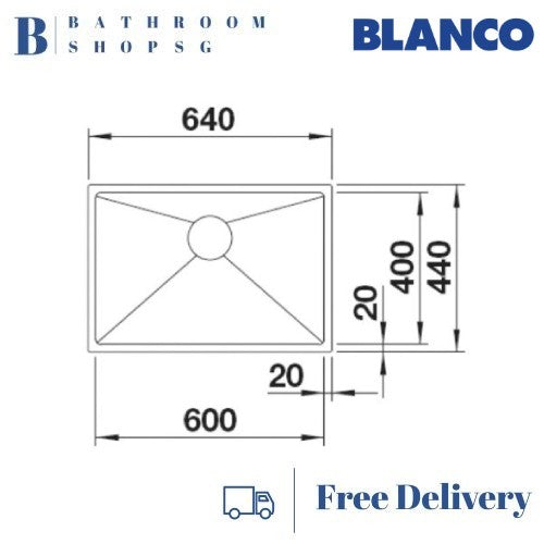 Blanco Quatrus 600-IU Single Bowl Stainless Steel Undermount Kitchen Sink