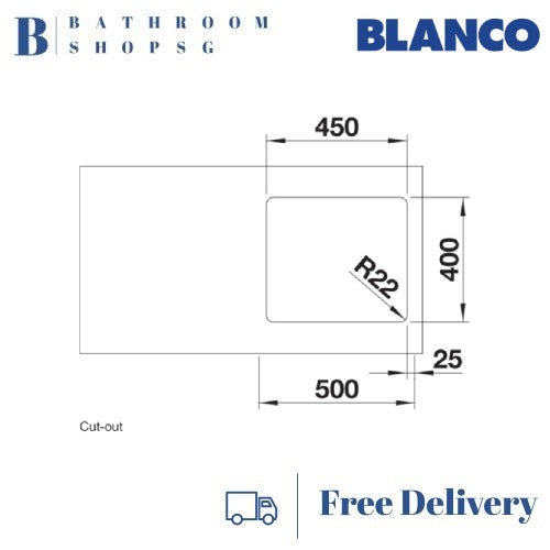 Blanco Andano 450-U Single Bowl Stainless Steel Undermount Kitchen Sink