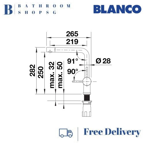 Blanco Linus L-shape Kitchen Sink Mixer Colors
