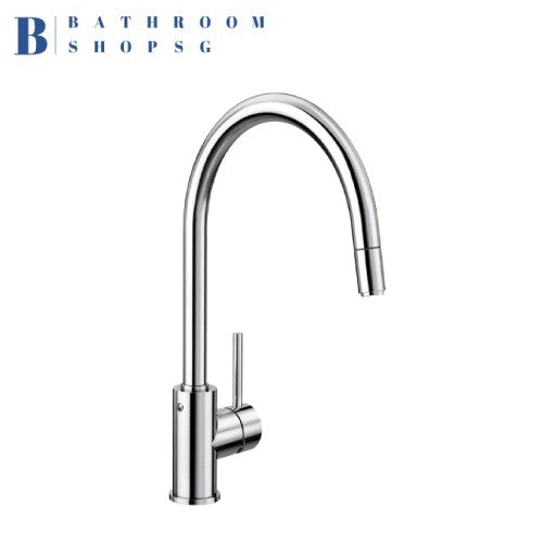 Blanco MIDA-S-XL Pull-out Single-Lever Kitchen Sink Mixer Chrome Matt Black