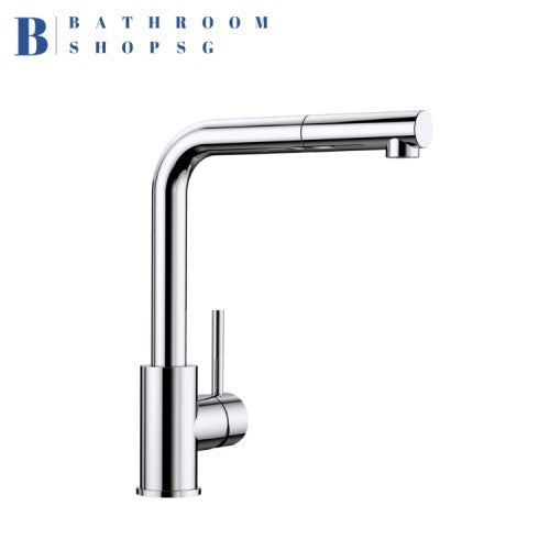 Blanco MILA-S Pull-out Single-Lever Kitchen Sink Mixer Chrome Matt Black