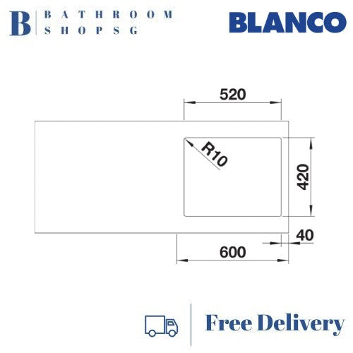Blanco Quatrus R15 500-IU Stainless Steel Undermount Single Bowl Kitchen Sink