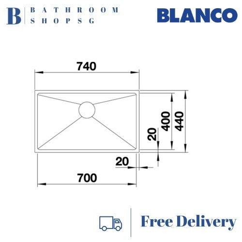 Blanco Quatrus 700-IU Single Bowl Stainless Steel Undermount Kitchen Sink