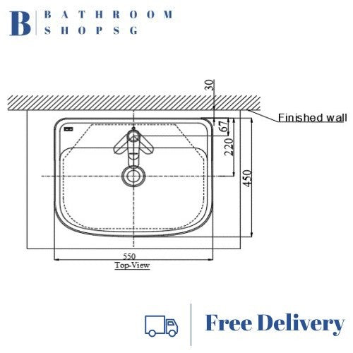 American Standard Loven Countertop Basin W550mm | CCAS0462