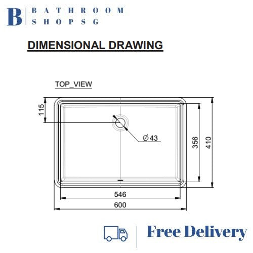 American Standard Flexio Thin Touch Square 600mm Undercounter Wash Basin CCASF513