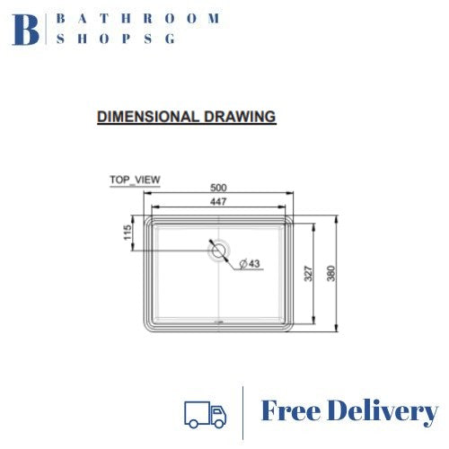 American Standard Flexio Thin Touch Square 500mm Undercounter Wash Basin CCASF514