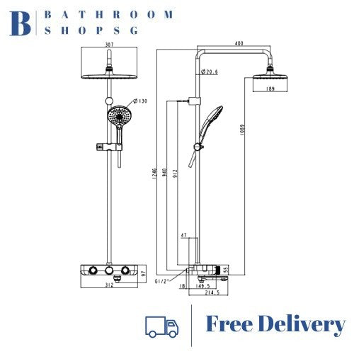 American Standard EasySET Exposed 3-Way Rainshower System FFAS4956