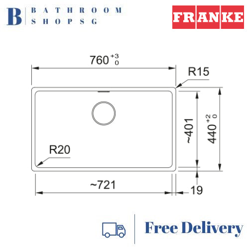 Franke MARIS-720 Single Bowl Granite Inset Kitchen Sink with MRG 610-72SG