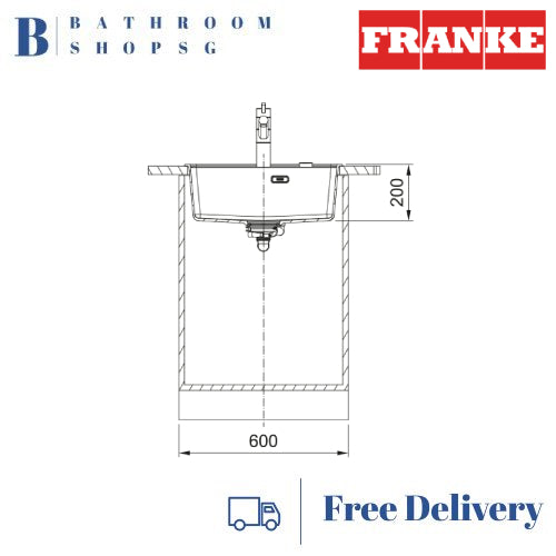 Franke MARIS-520 Undermount Single Bowl Granite Kitchen Sink MRG 610-52TL