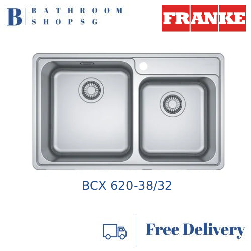 Franke Bell Series Double Bowl Drop-in Stainless Steel Kitchen Sink BCX 620-38-32