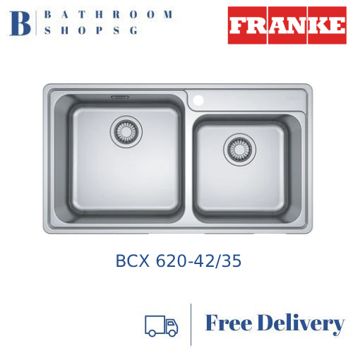 Franke Bell Series Double Bowl Drop-in Stainless Steel Kitchen Sink BCX 620-42-35