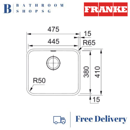 Franke Bell Series Single Bowl Undermount Stainless Steel Kitchen Sink BCX 110-45