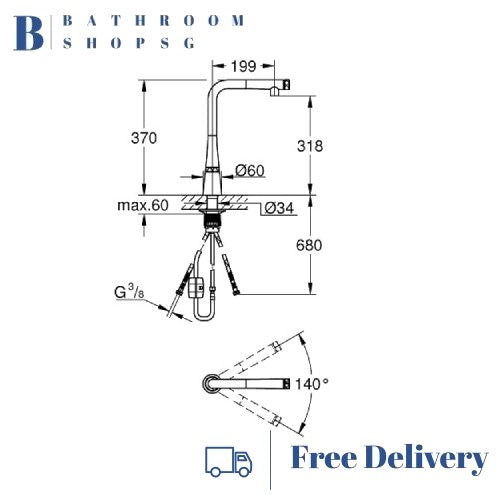 Grohe Zedra SmartControl Sink mixer with Pull-out spout 31593002