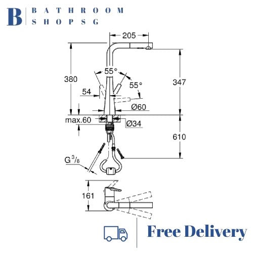 Grohe Zedra Single-lever Kitchen Sink Mixer 32553002 | Pull-out Dual Spray Kitchen Faucet