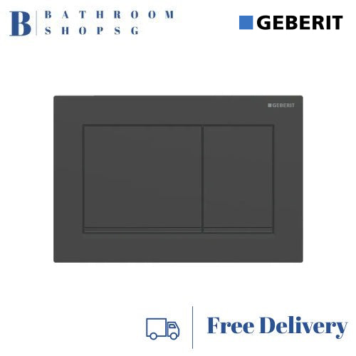 Geberit Omega 30 Actuator Plate 115.080.16.1 Black Matt Plate and Buttons with Black Stripes