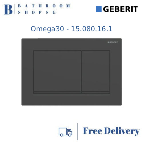 Geberit Omega 30 Actuator Plate 115.080.16.1 Black Matt Plate and Buttons with Black Stripes