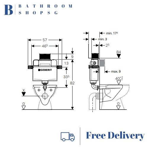 Geberit Kappa UP120 Dual Flush Concealed Cistern 224.364.00.1 for Toilet Bowl