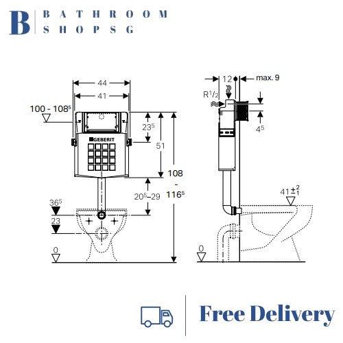 Geberit Sigma Concealed Cistern 224.326.00.1 Front Operated Only