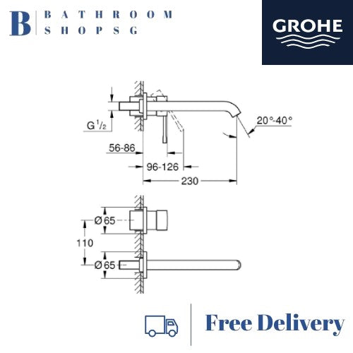 Grohe Essence 2-hole Concealed basin mixer L-size Bathroom Faucet 19967GL1 Cool Sunrise