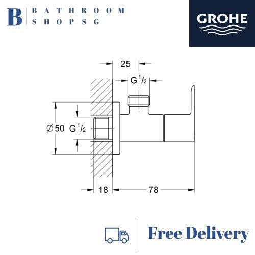 Grohe BauEdge Angle Valve 22009000 | Bidet Spray Set Stop Cock