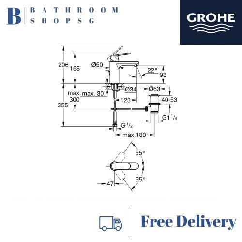 Grohe Eurosmart Cosmopolitan Basin Mixer M Size 23325ALC Hard Graphite
