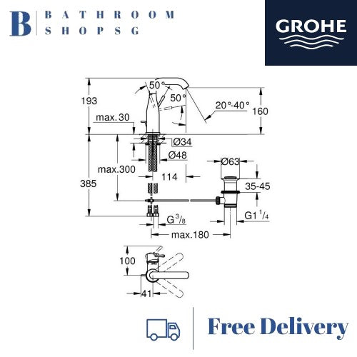Grohe Essence Single-lever Basin Mixer 23462GN1 Brushed Cool Sunrise Bathroom Faucet M-size