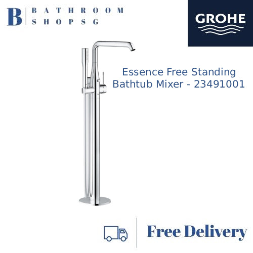 Grohe Essence Single Lever Floor Mounted Free Standing Bathtub Mixer 23491001 Chrome U-spout