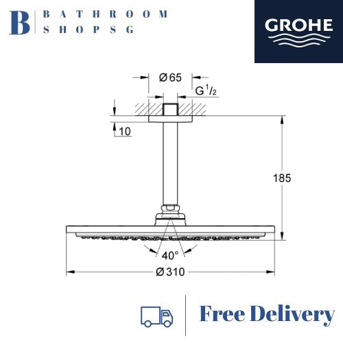 [Pre-order]Grohe RSH Cosmopolitan 310 Head Shower Set 26067DL0 Brushed Warm Sunset | Overhead Ceiling Shower Set