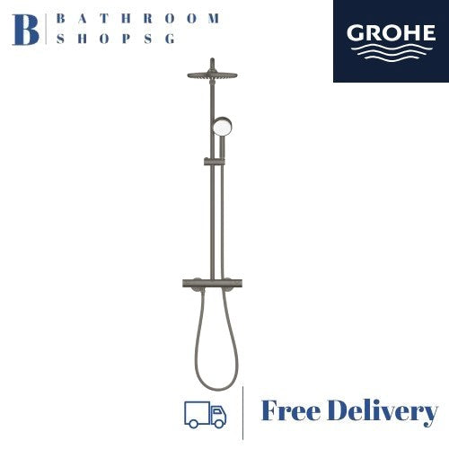 Grohe Tempesta Cosmopolitan 250 Rainshower System with Thermostatic Shower Mixer 26670AL0 Hard Graphite