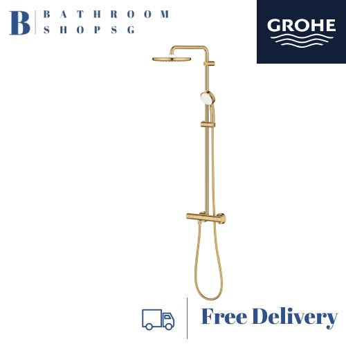 Grohe Tempesta Cosmopolitan 250 Rainshower System with Thermostatic Shower Mixer 26670GL0 Cool Sunrise