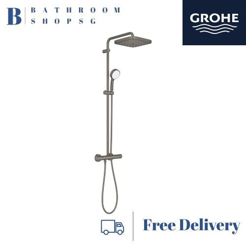 Grohe Tempesta Cosmopolitan 250 Rainshower System with Thermostatic Shower Mixer Cube 26689AL0 Hard Graphite