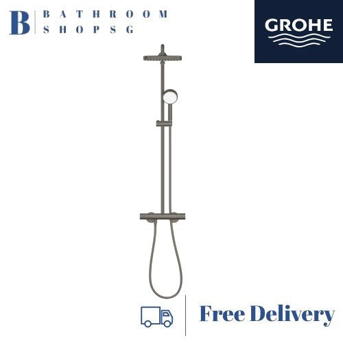 Grohe Tempesta Cosmopolitan 250 Rainshower System with Thermostatic Shower Mixer Cube 26689AL0 Hard Graphite